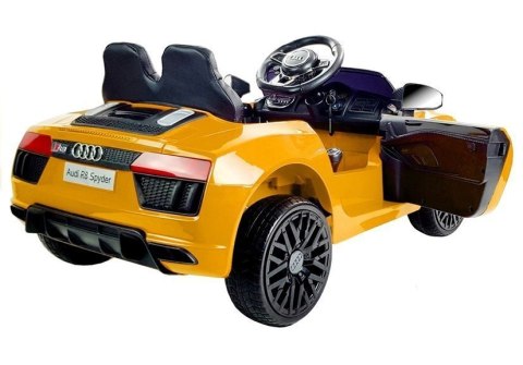 Auto na Akumulator Audi R8 Spyder Żółty Lakierowany LEAN CARS Auto na Akumulator Audi R8 Spyder Żółty Lakierowany LEAN CARS