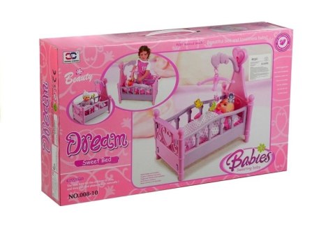 Duże Łóżeczko Dla Lalki z Karuzelką i Pościelą LEAN Toys Duże Łóżeczko Dla Lalki z Karuzelką i Pościelą LEAN Toys