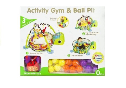 Mata Edukacyjna Dla Maluszka Żółw 3w1 Basen Piłki LEAN Toys Mata Edukacyjna Dla Maluszka Żółw 3w1 Basen Piłki LEAN Toys