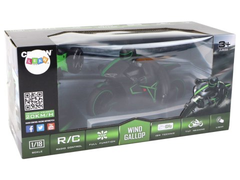 Motor Ścigacz RC 20 km/h Sterowany Na Pilot Zielony LEAN Toys Motor Ścigacz RC 20 km/h Sterowany Na Pilot Zielony LEAN Toys