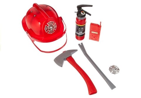 Prawdziwy Strój Strażaka Dla Dziecka Kask Gaśnica Akcesoria Czerwony LEAN Toys Prawdziwy Strój Strażaka Dla Dziecka Kask Gaśnica Akcesoria Czerwony LEAN Toys