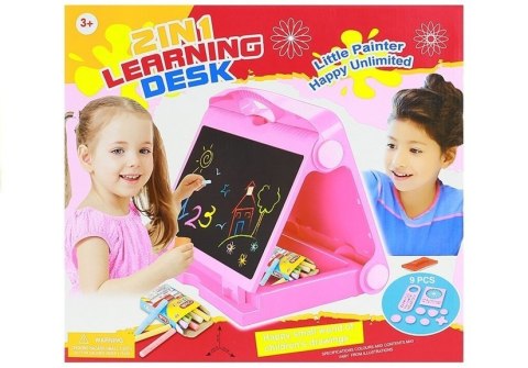 Tablica Na kredę Pisak + Pisaki Szblony 2w1 LEAN Toys Tablica Na kredę Pisak + Pisaki Szblony 2w1 LEAN Toys