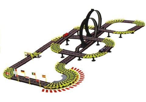 Tor Wyścigowy 11 Metrów + 2 Autka Zasilacz LEAN Toys Tor Wyścigowy 11 Metrów + 2 Autka Zasilacz LEAN Toys
