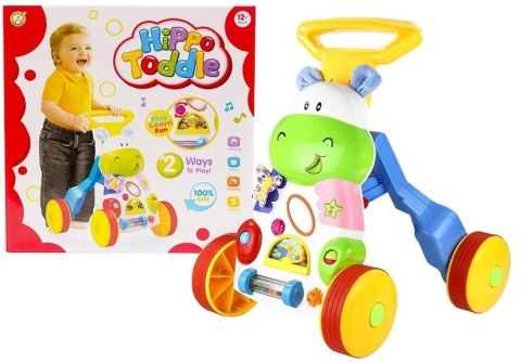 Wesoły Pchacz Hipopotam z Lusterkiem Gumowe Koła LEAN Toys Wesoły Pchacz Hipopotam z Lusterkiem Gumowe Koła LEAN Toys