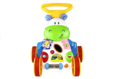 Wesoły Pchacz Hipopotam z Lusterkiem Gumowe Koła LEAN Toys Wesoły Pchacz Hipopotam z Lusterkiem Gumowe Koła LEAN Toys