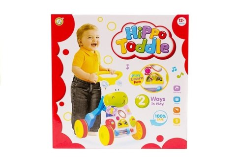 Wesoły Pchacz Hipopotam z Lusterkiem Gumowe Koła LEAN Toys Wesoły Pchacz Hipopotam z Lusterkiem Gumowe Koła LEAN Toys