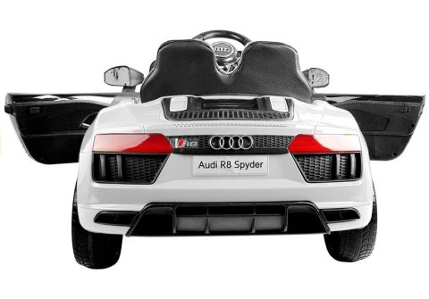 Auto na Akumulator Audi R8 Spyder Biały LEAN CARS Auto na Akumulator Audi R8 Spyder Biały LEAN CARS