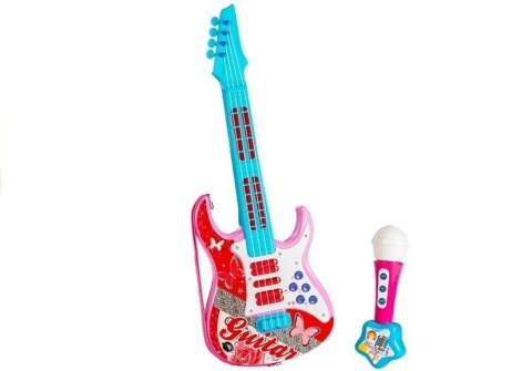 Gitara Elektryczna Mikrofon Struny Zabawka Róż LEAN Toys Gitara Elektryczna Mikrofon Struny Zabawka Róż LEAN Toys