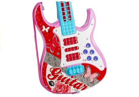Gitara Elektryczna Mikrofon Struny Zabawka Róż LEAN Toys Gitara Elektryczna Mikrofon Struny Zabawka Róż LEAN Toys