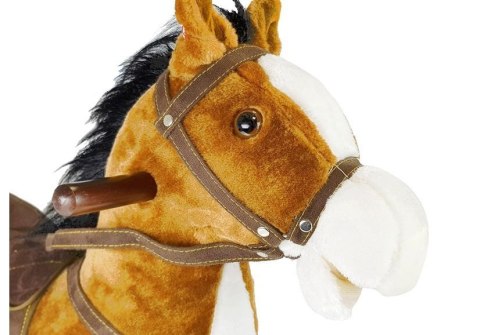 Koń Na Biegunach 74cm Jasny Brąz Rusza Pyskiem Ogonem LEAN Toys Koń Na Biegunach 74cm Jasny Brąz Rusza Pyskiem Ogonem LEAN Toys
