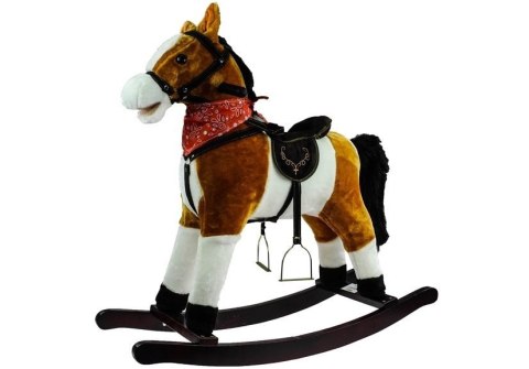 Koń Na Biegunach 74cm Jasny Brąz Rusza Pyskiem Ogonem LEAN Toys Koń Na Biegunach 74cm Jasny Brąz Rusza Pyskiem Ogonem LEAN Toys