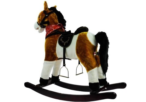 Koń Na Biegunach 74cm Jasny Brąz Rusza Pyskiem Ogonem LEAN Toys Koń Na Biegunach 74cm Jasny Brąz Rusza Pyskiem Ogonem LEAN Toys