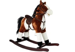 Koń Na Biegunach Ciemny Brąz Dźwięki Rusza Pyskiem Ogonem 74 cm LEAN Toys