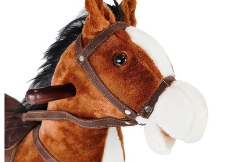 Koń Na Biegunach Ciemny Brąz Dźwięki Rusza Pyskiem Ogonem 74 cm LEAN Toys Koń Na Biegunach Ciemny Brąz Dźwięki Rusza Pyskiem Ogonem 74 cm LEAN Toys
