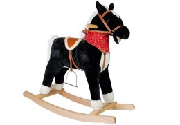 Koń Na Biegunach Czarno- Biały Dźwięki Rusza Pyskiem Ogonem 74 cm LEAN Toys