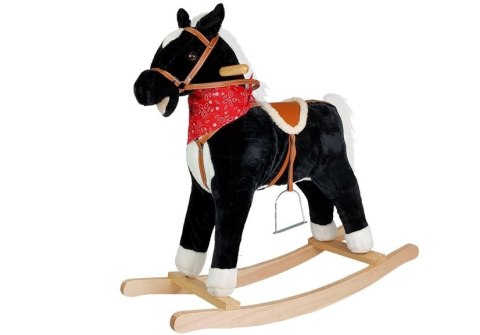 Koń Na Biegunach Czarno- Biały Dźwięki Rusza Pyskiem Ogonem 74 cm LEAN Toys Koń Na Biegunach Czarno- Biały Dźwięki Rusza Pyskiem Ogonem 74 cm LEAN Toys