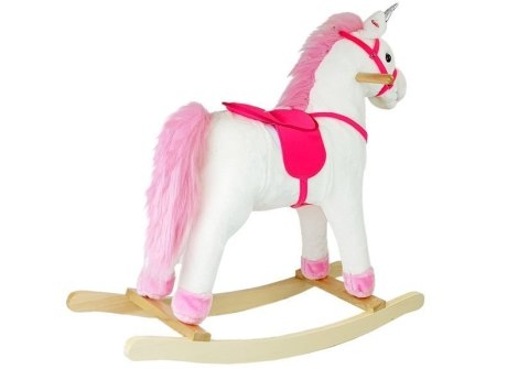 Koń Na Biegunach Jednorożec Biały Dźwięki Rusza Pyskiem Ogonem 74 cm LEAN Toys Koń Na Biegunach Jednorożec Biały Dźwięki Rusza Pyskiem Ogonem 74 cm LEAN Toys