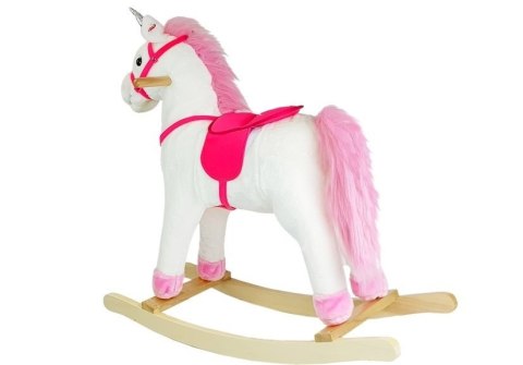 Koń Na Biegunach Jednorożec Biały Dźwięki Rusza Pyskiem Ogonem 74 cm LEAN Toys Koń Na Biegunach Jednorożec Biały Dźwięki Rusza Pyskiem Ogonem 74 cm LEAN Toys