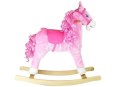 Koń Na Biegunach Różowy z Lokami Dźwięki Rusza Pyskiem Ogonem 74 cm LEAN Toys