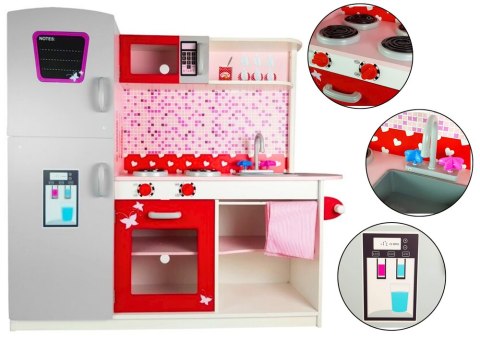 Kuchnia Drewniana Jola Lodówka Mikrofalówka Otwierane Elementy LEAN Toys Kuchnia Drewniana Jola Lodówka Mikrofalówka Otwierane Elementy LEAN Toys