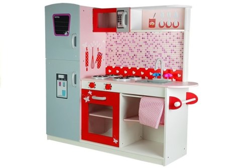 Kuchnia Drewniana Jola Lodówka Mikrofalówka Otwierane Elementy LEAN Toys Kuchnia Drewniana Jola Lodówka Mikrofalówka Otwierane Elementy LEAN Toys
