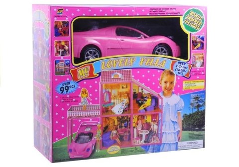 Rozkładana Willa Dla Lalek 76cm + Auto + Akcesoria Rozkładana Willa Dla Lalek 76cm + Auto + Akcesoria