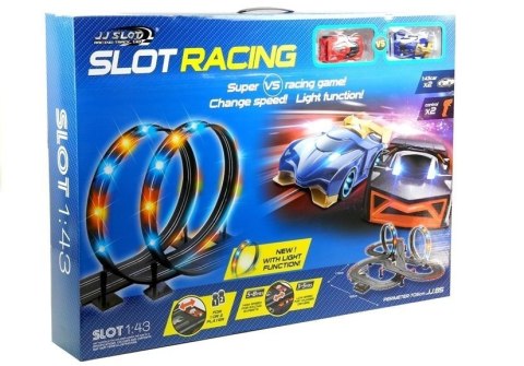 Tor Wyścigowy 2 Autka Slot Cars 1:43 Pętla Lampki LEAN Toys Tor Wyścigowy 2 Autka Slot Cars 1:43 Pętla Lampki LEAN Toys