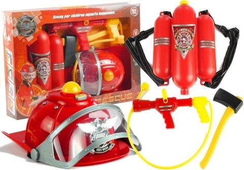 Zestaw Strażaka Dla Dziecka Kask Toporek Akcesoria Czerwony LEAN Toys Zestaw Strażaka Dla Dziecka Kask Toporek Akcesoria Czerwony LEAN Toys
