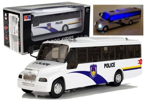 Model Autobusu Bus Policyjny Świeci Biały LEAN Toys Model Autobusu Bus Policyjny Świeci Biały LEAN Toys