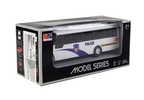 Model Autobusu Bus Policyjny Świeci Biały LEAN Toys Model Autobusu Bus Policyjny Świeci Biały LEAN Toys