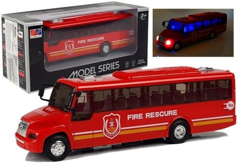 Model Autobusu Bus Straży Pożarnej Świeci Czerwony LEAN Toys Model Autobusu Bus Straży Pożarnej Świeci Czerwony LEAN Toys