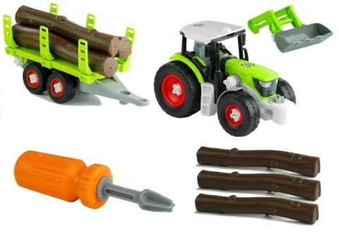 Rozkręcany Traktor z Przyczepą z Drewnem 43 cm LEAN Toys Rozkręcany Traktor z Przyczepą z Drewnem 43 cm LEAN Toys