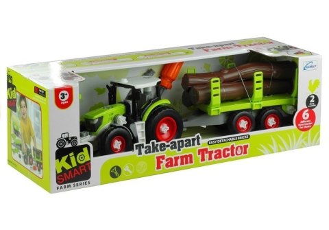 Rozkręcany Traktor z Przyczepą z Drewnem 43 cm LEAN Toys Rozkręcany Traktor z Przyczepą z Drewnem 43 cm LEAN Toys