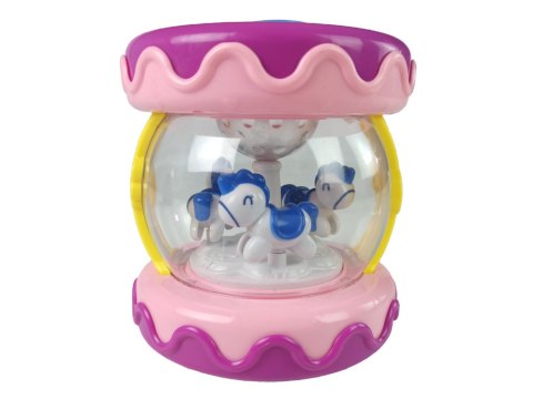 Kolorowy Bębenek z Karuzelą Odgłosy Zwierząt Róż LEAN Toys Kolorowy Bębenek z Karuzelą Odgłosy Zwierząt Róż LEAN Toys