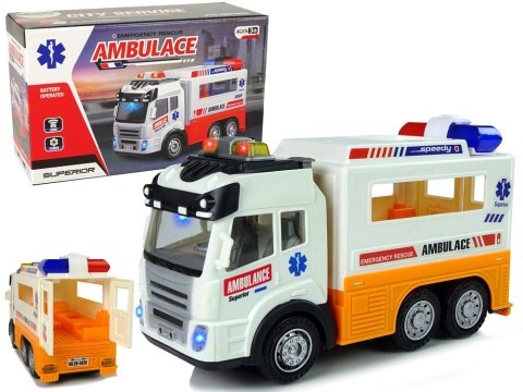 Ambulans Autko na Baterie Światło Dźwięki LEAN Toys Ambulans Autko na Baterie Światło Dźwięki LEAN Toys