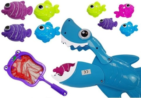 Gra Kąpielowa Rekin Łowca Rybek Siatka Podbierak LEAN Toys Gra Kąpielowa Rekin Łowca Rybek Siatka Podbierak LEAN Toys