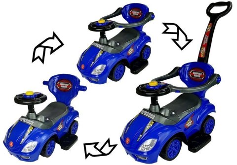 Jeździk z Pchaczem Mega Car 3w1 Niebieski LEAN CARS Jeździk z Pchaczem Mega Car 3w1 Niebieski LEAN CARS