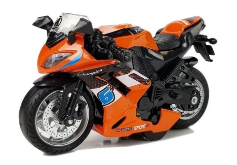 Motocykl z Napędem Frykcyjnym Dźwięki Motor 1:14 Pomarańczowy LEAN Toys Motocykl z Napędem Frykcyjnym Dźwięki Motor 1:14 Pomarańczowy LEAN Toys
