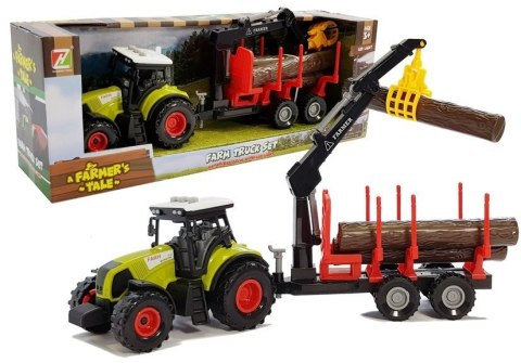 Traktor z Przyczepą leśną z Drewnem i Ramieniem LEAN Toys Traktor z Przyczepą leśną z Drewnem i Ramieniem LEAN Toys