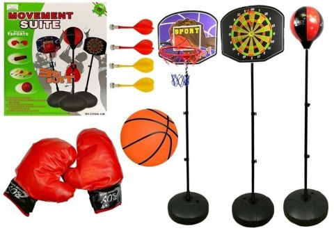 Zestaw Gier Sportowych 3w1 Koszykówka Rzutki Boks LEAN Toys Zestaw Gier Sportowych 3w1 Koszykówka Rzutki Boks LEAN Toys