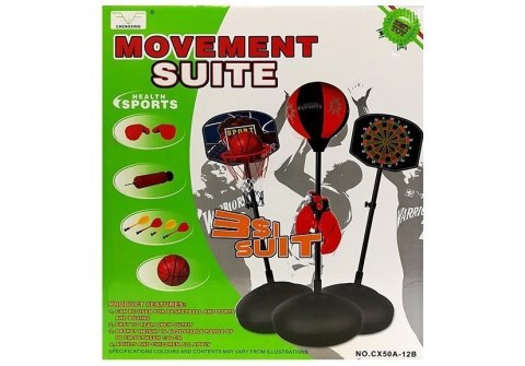 Zestaw Gier Sportowych 3w1 Koszykówka Rzutki Boks LEAN Toys Zestaw Gier Sportowych 3w1 Koszykówka Rzutki Boks LEAN Toys