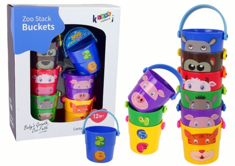 Zestaw Kolorowe Wiaderka ze Zwierzątkami Piramidka LEAN Toys Zestaw Kolorowe Wiaderka ze Zwierzątkami Piramidka LEAN Toys