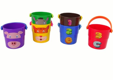Zestaw Kolorowe Wiaderka ze Zwierzątkami Piramidka LEAN Toys Zestaw Kolorowe Wiaderka ze Zwierzątkami Piramidka LEAN Toys