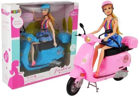 Zestaw Lalka Ze Skuterem Kask Długie Włosy Różowy LEAN Toys Zestaw Lalka Ze Skuterem Kask Długie Włosy Różowy LEAN Toys