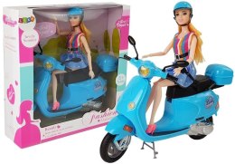 Zestaw Lalka Ze Skuterem Kask Długie Włosy Różowy LEAN Toys