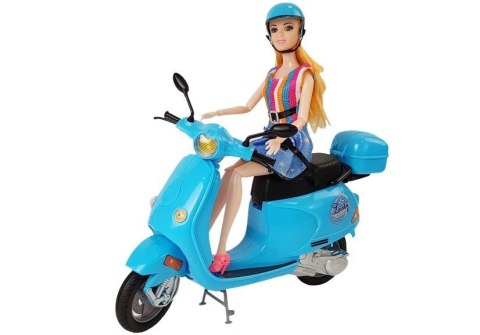 Zestaw Lalka Ze Skuterem Kask Długie Włosy Różowy LEAN Toys Zestaw Lalka Ze Skuterem Kask Długie Włosy Różowy LEAN Toys