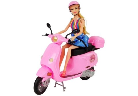 Zestaw Lalka Ze Skuterem Kask Długie Włosy Różowy LEAN Toys Zestaw Lalka Ze Skuterem Kask Długie Włosy Różowy LEAN Toys