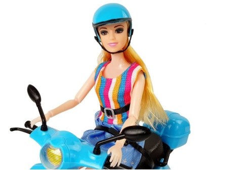 Zestaw Lalka Ze Skuterem Kask Długie Włosy Różowy LEAN Toys Zestaw Lalka Ze Skuterem Kask Długie Włosy Różowy LEAN Toys
