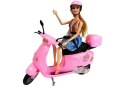 Zestaw Lalka Ze Skuterem Kask Długie Włosy Różowy LEAN Toys