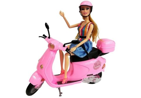 Zestaw Lalka Ze Skuterem Kask Długie Włosy Różowy LEAN Toys Zestaw Lalka Ze Skuterem Kask Długie Włosy Różowy LEAN Toys